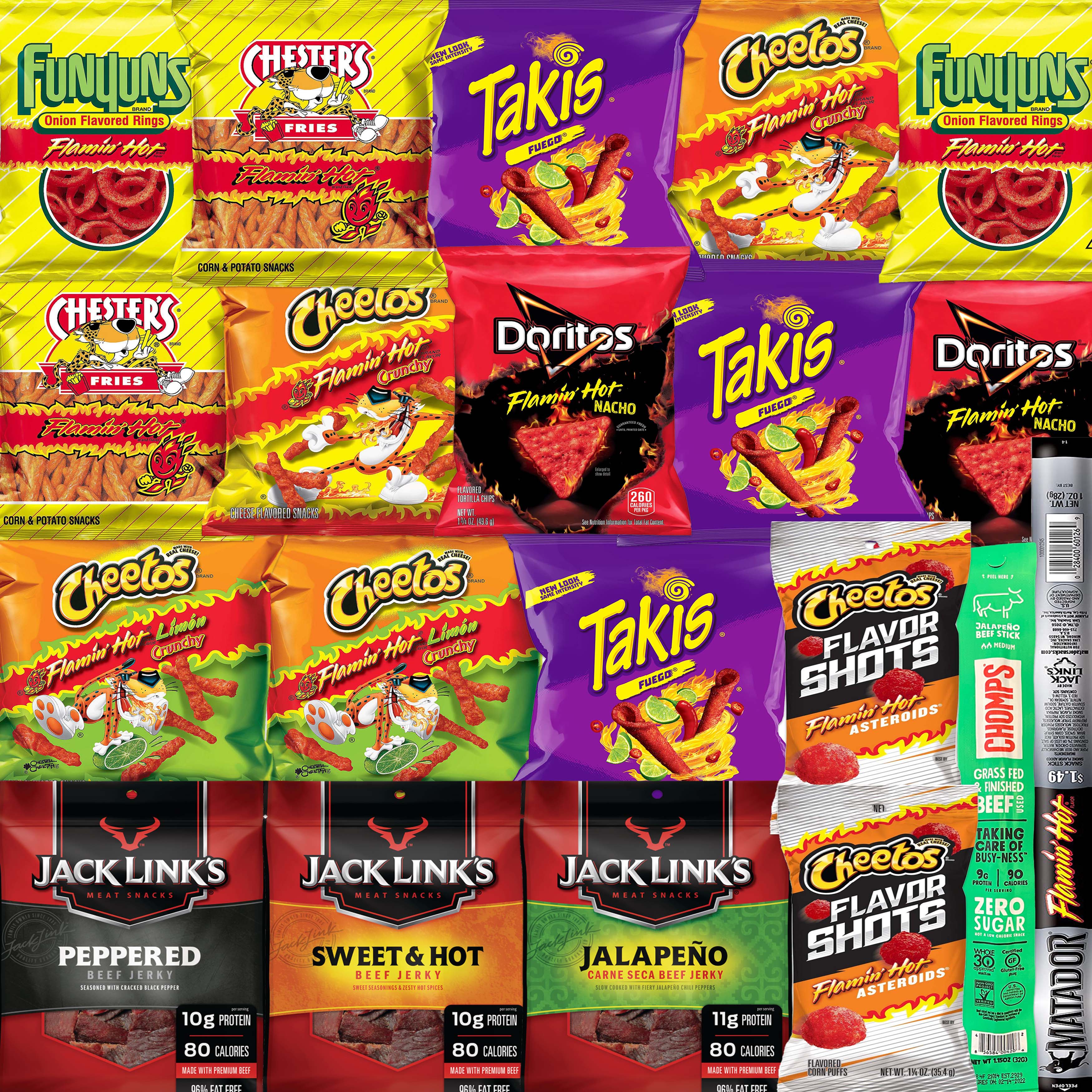 Hot Chips Snacks Variety Pack for Adults - Fiery Spicy Snack Bag Care  Package - Bulk Assortment (30 pack)